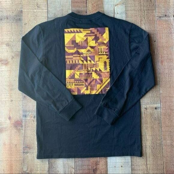 Wawwa black long sleeve organic cotton crew neck graphic tee shirt - M - Picture 4 of 8